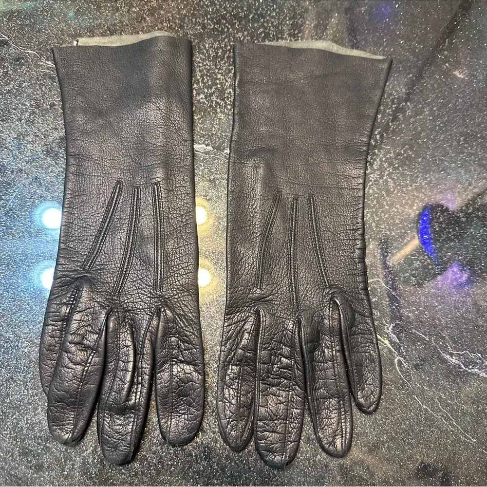 Kayser Vintage Black Leather Classic Driving Gloves 6.5